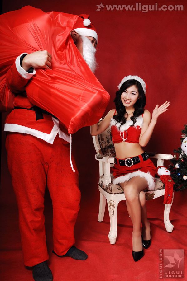 Modelo Yumi "Falling Christmas Angels" [丽 柜 美 ​​束 LiGui] Foto de pé de seda com foto