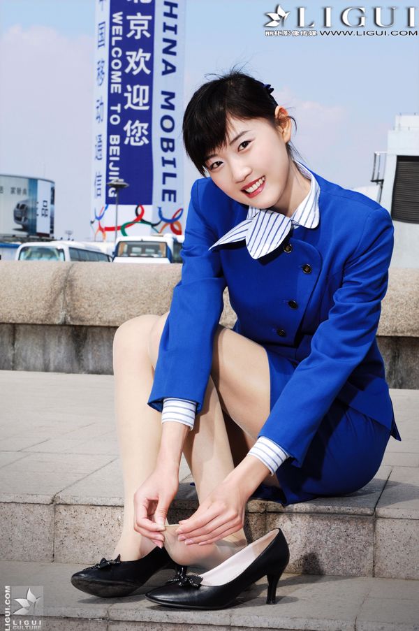 Model Tingting "Stewardess Series" [丽 柜 LiGui] Mooie benen en zijden voeten fotoafbeeldingen