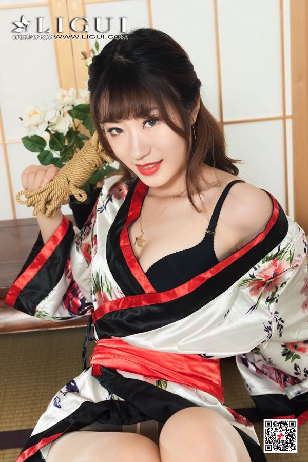 Model Anna "Kimono Rope Art" [Ligui Meishu Ligui] Kaki dan kaki sutra yang indah