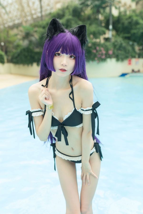 [Net Red COSER Photo] Pure girl cinq fantômes de plus - maillot de bain chat noir