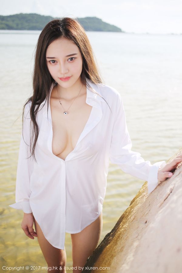 Tang Qier il "Dòng áo sơ mi trắng + váy ngắn bên bờ biển" [Beauty My Girl] VOL.259